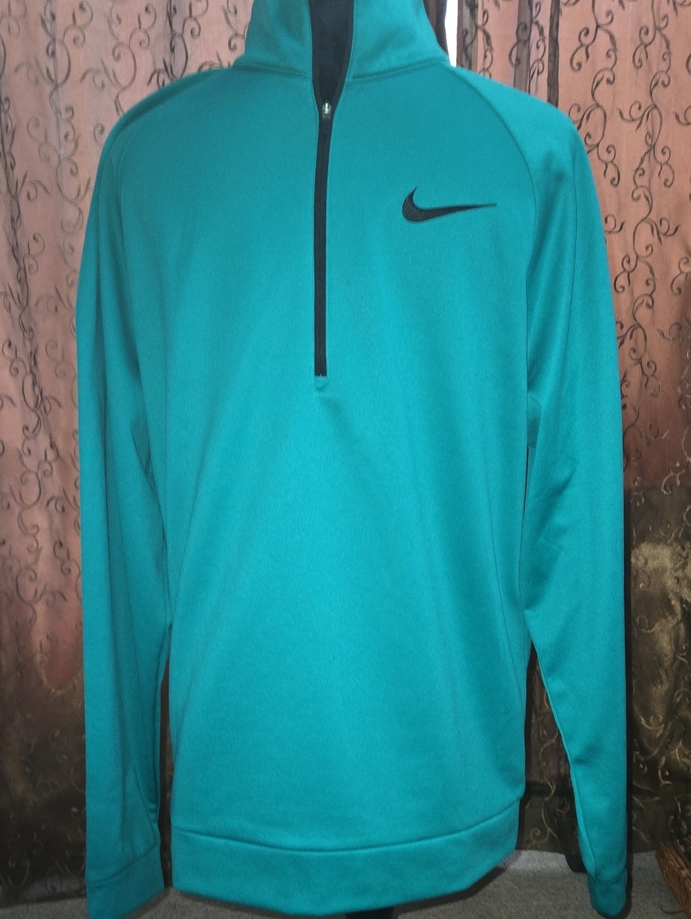 Nike Men’s Teal Hooded Quarter-Zip Performance Jacket